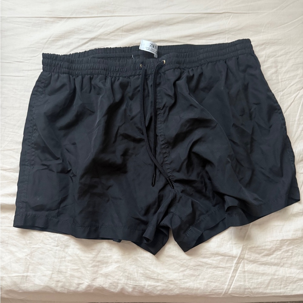 Zara Men's black Swim Trunks with pickets